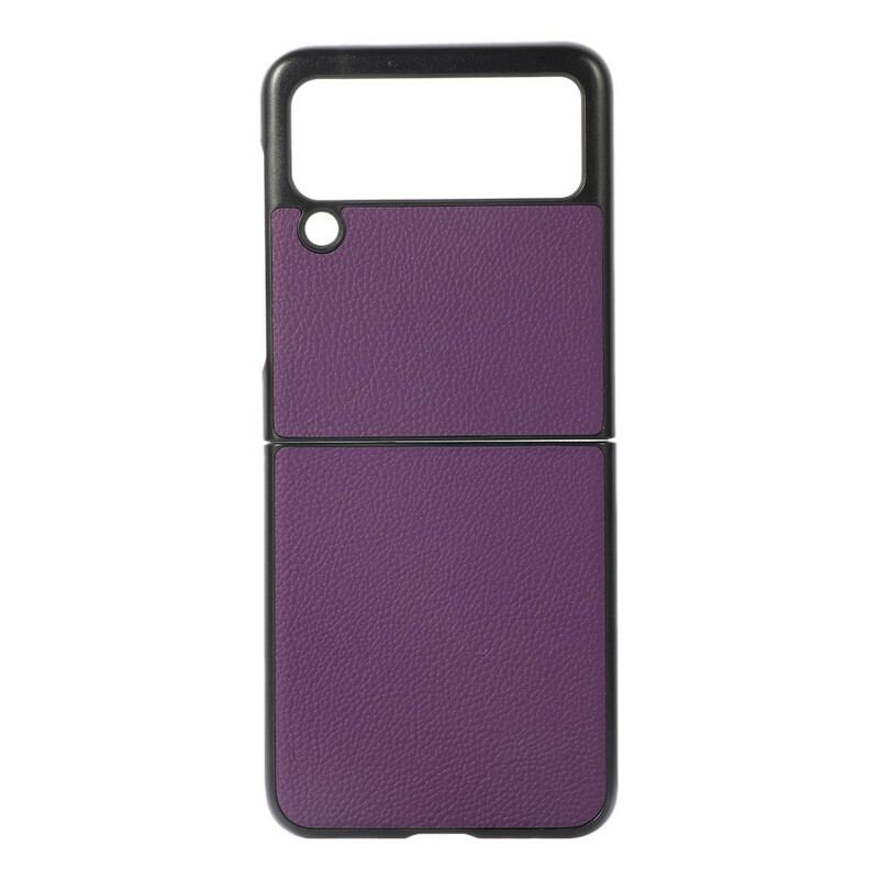 Cover Samsung Galaxy Z Flip 3 5G Flip Cover Ægte Litchi Læder
