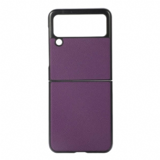 Cover Samsung Galaxy Z Flip 3 5G Flip Cover Ægte Litchi Læder