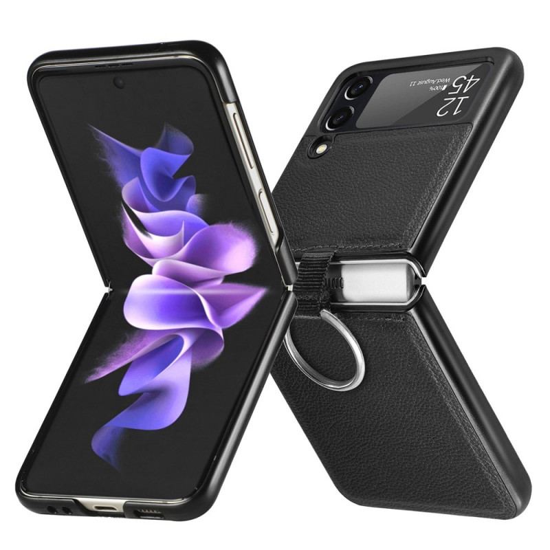 Cover Samsung Galaxy Z Flip 3 5G Flip Cover Lædereffekt Med Ring