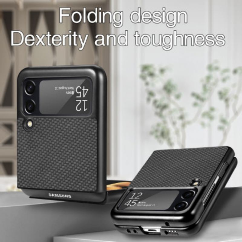 Cover Samsung Galaxy Z Flip 3 5G Flip Cover Tekstureret Kulfiber
