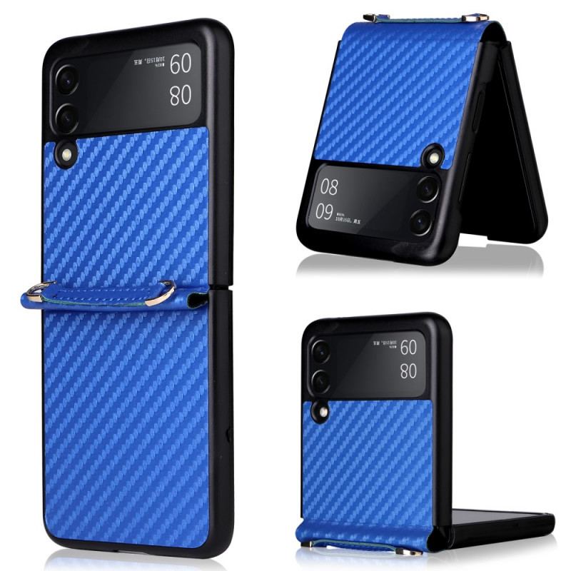 Mobilcover Samsung Galaxy Z Flip 3 5G Flip Cover Kulfiber Med Snor