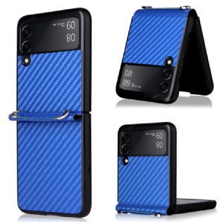 Mobilcover Samsung Galaxy Z Flip 3 5G Flip Cover Kulfiber Med Snor