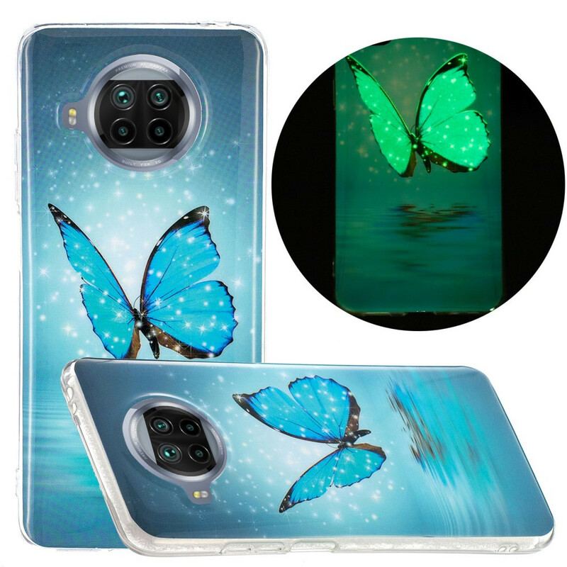 Cover Xiaomi Mi 10T Lite Neon Blå Sommerfugl