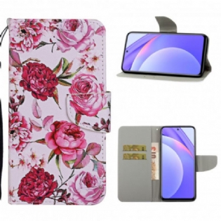 Flip Cover Xiaomi Mi 10T Lite Mesterlige Blomster Med Rem