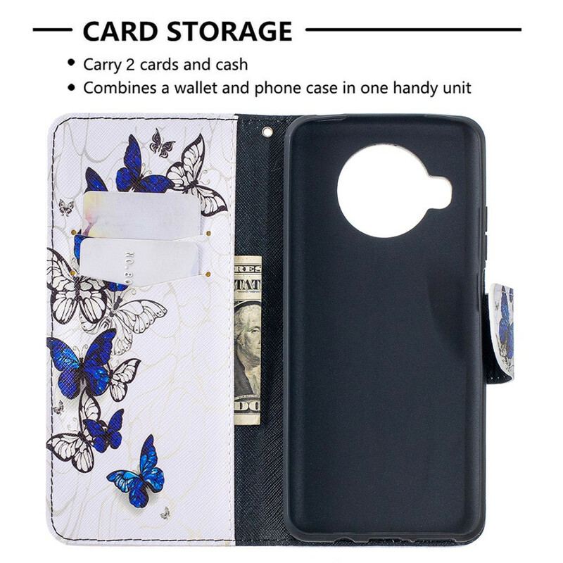 Læder Cover Xiaomi Mi 10T Lite Flugt Af Sommerfugle