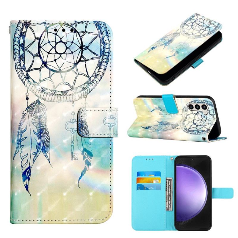 Flip Cover Samsung Galaxy S24 5g Blå Akvarel Drømmefanger