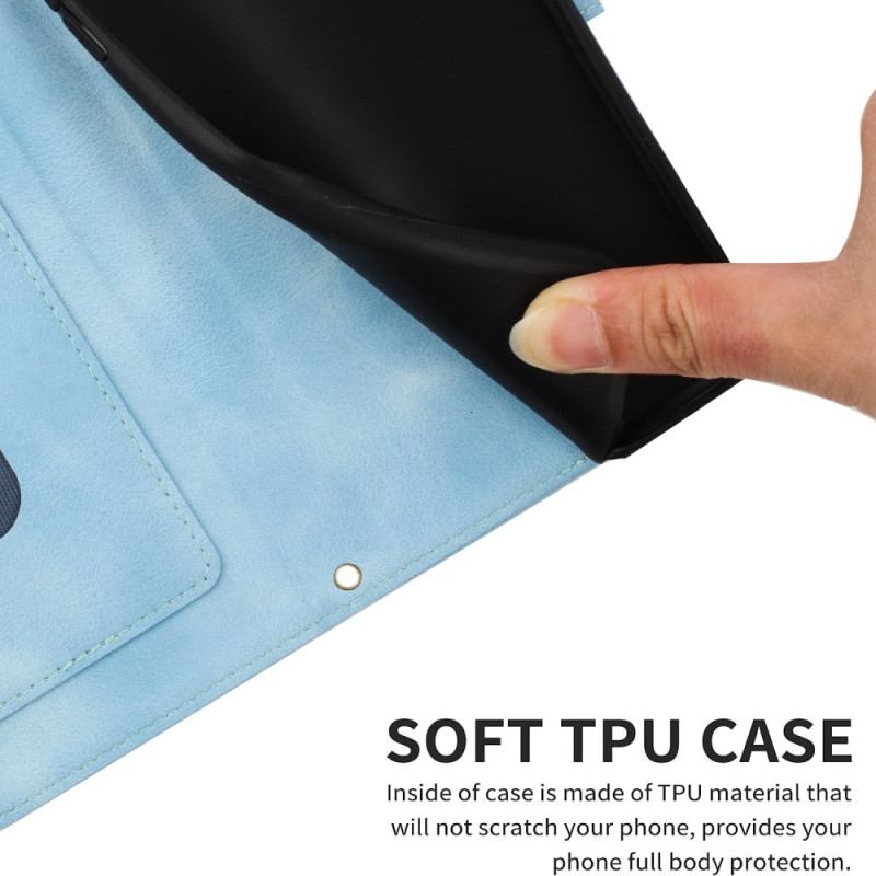 Flip Cover Til Samsung Galaxy S24 5g Kunstnerisk Blomstermønster Med Rem