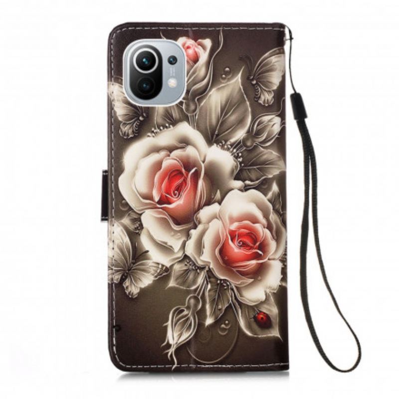 Flip Cover Xiaomi Mi 11 (5G) Gyldne Roser