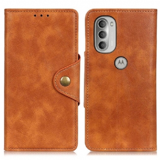 Flip Cover Moto G51 5G Vintage Imiteret Læder Og Knap