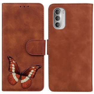 Læder Cover Moto G51 5G Skin-touch Butterfly