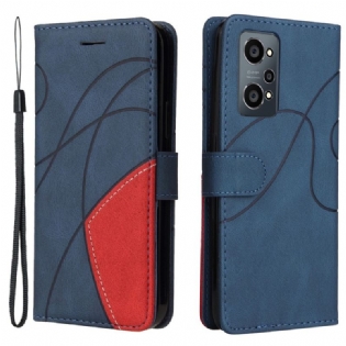 Flip Cover Realme GT Neo 3T / Neo 2 Tofarvet Signatur Imiteret Læder