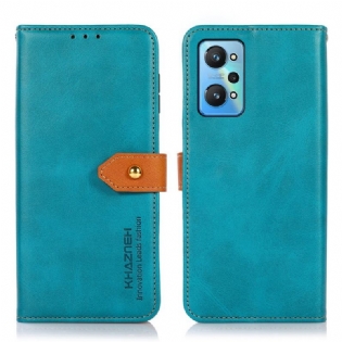 Læder Cover Realme GT Neo 3T / Neo 2 Tofarvet Gyldent Lås Khazneh