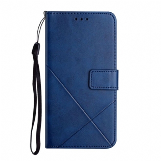 Flip Cover Samsung Galaxy S23 5G Med Snor Stribede Geometriske Linjer