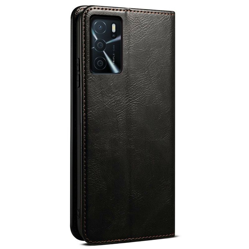 Cover Oppo A16 / A16s Flip Cover Voksbehandlet Kunstlæder