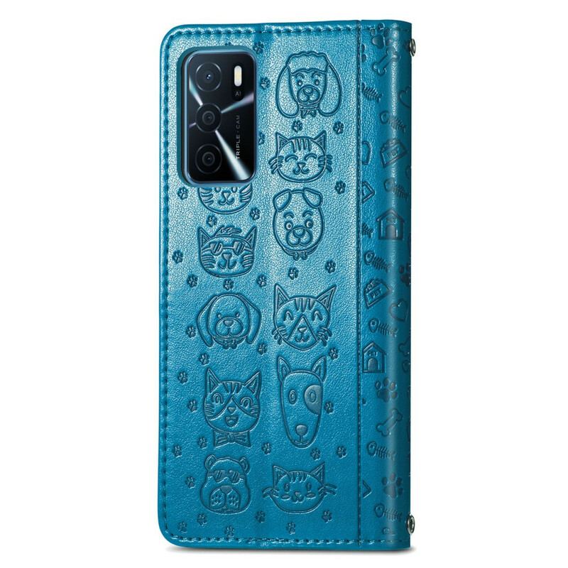Flip Cover Oppo A16 / A16s Animerede Dyr