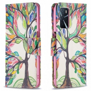 Flip Cover Oppo A16 / A16s Farverigt Træ