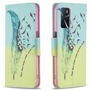 Flip Cover Oppo A16 / A16s Fjer Lær At Flyve