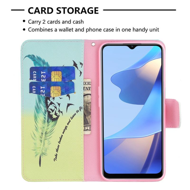 Flip Cover Oppo A16 / A16s Fjer Lær At Flyve