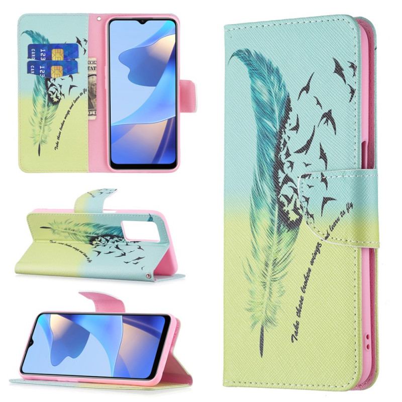 Flip Cover Oppo A16 / A16s Fjer Lær At Flyve