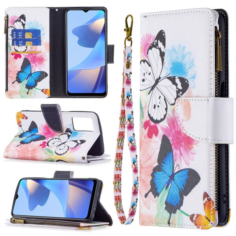 Flip Cover Oppo A16 / A16s Sommerfugle Lynlåslomme