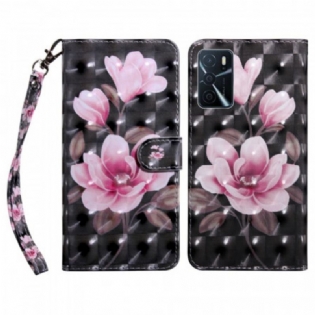 Læder Cover Oppo A16 / A16s Blomstre Blomster