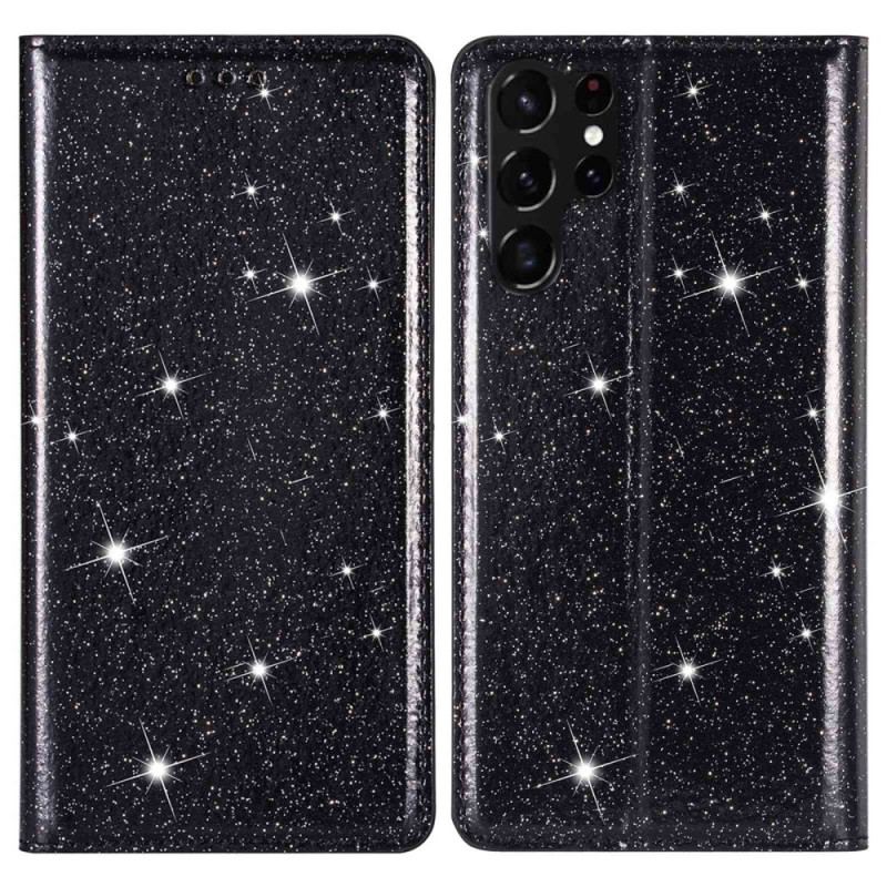 Cover Samsung Galaxy S23 Ultra 5G Flip Cover Sequin Stil