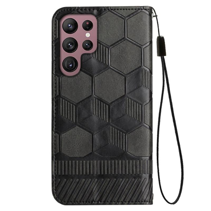Flip Cover Samsung Galaxy S23 Ultra 5G Med Snor Strappy Fodboldstil