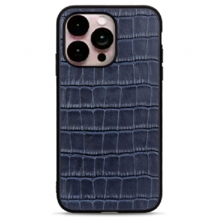 Cover iPhone 14 Pro Max Ægte Læder I Krokodillestil