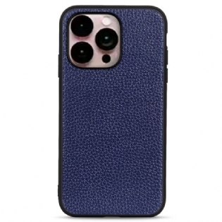 Cover iPhone 14 Pro Max Ægte Litchi Læder