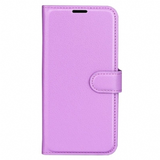 Flip Cover iPhone 15 Pro Klassisk Litchi Imiteret Læder