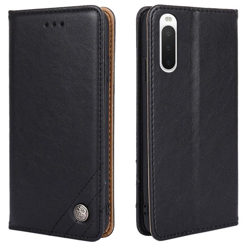 Cover Sony Xperia 10 IV Flip Cover Dekorativ Nitte I Imiteret Læder