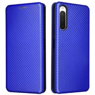 Cover Sony Xperia 10 IV Flip Cover Kulfiber Tekstur