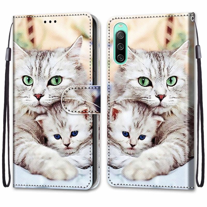 Læder Cover Sony Xperia 10 IV Kattefamilie