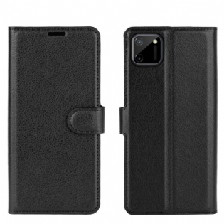 Flip Cover Realme C11 Klassisk Litchi-effekt