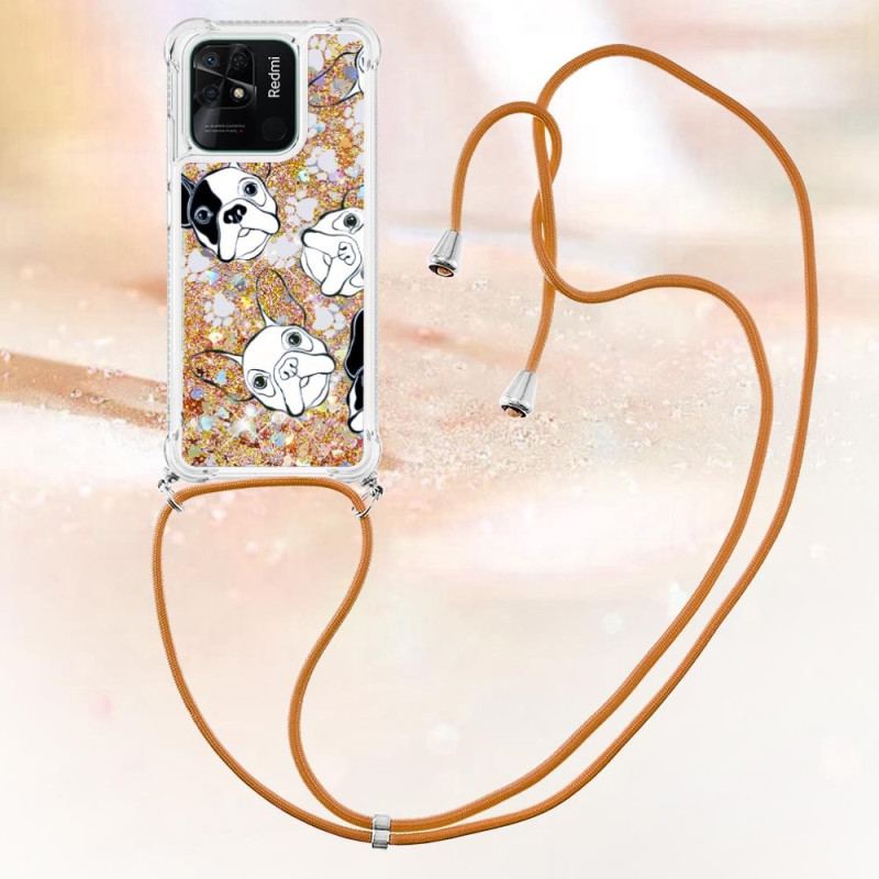 Cover Xiaomi Redmi 10C Med Snor Hunde Med Pailletter Med Snoretræk