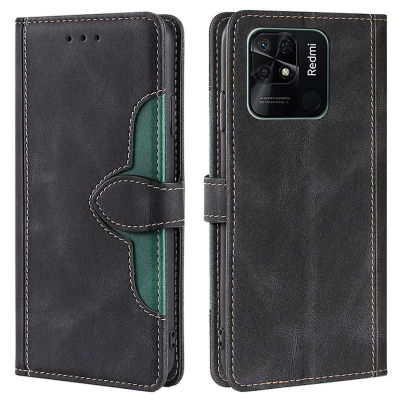 Flip Cover Xiaomi Redmi 10C Imiteret Læder Bicolor Stilfuld