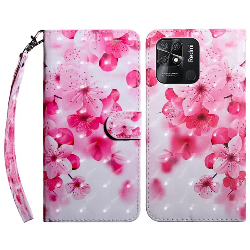 Flip Cover Xiaomi Redmi 10C Med Snor Rem Blomster