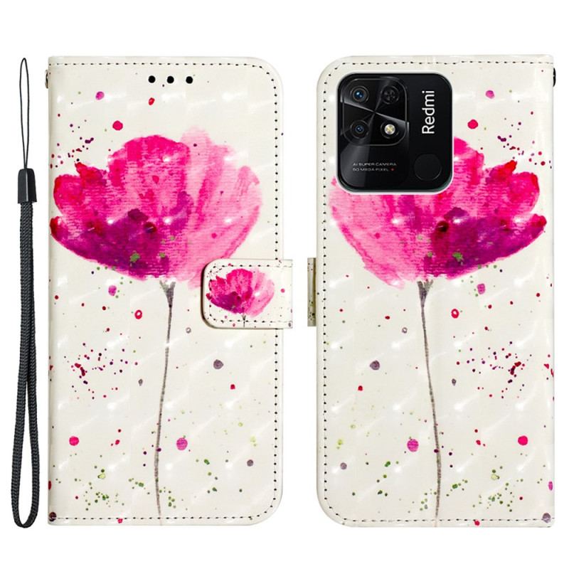 Flip Cover Xiaomi Redmi 10C Med Snor Rem Valmue