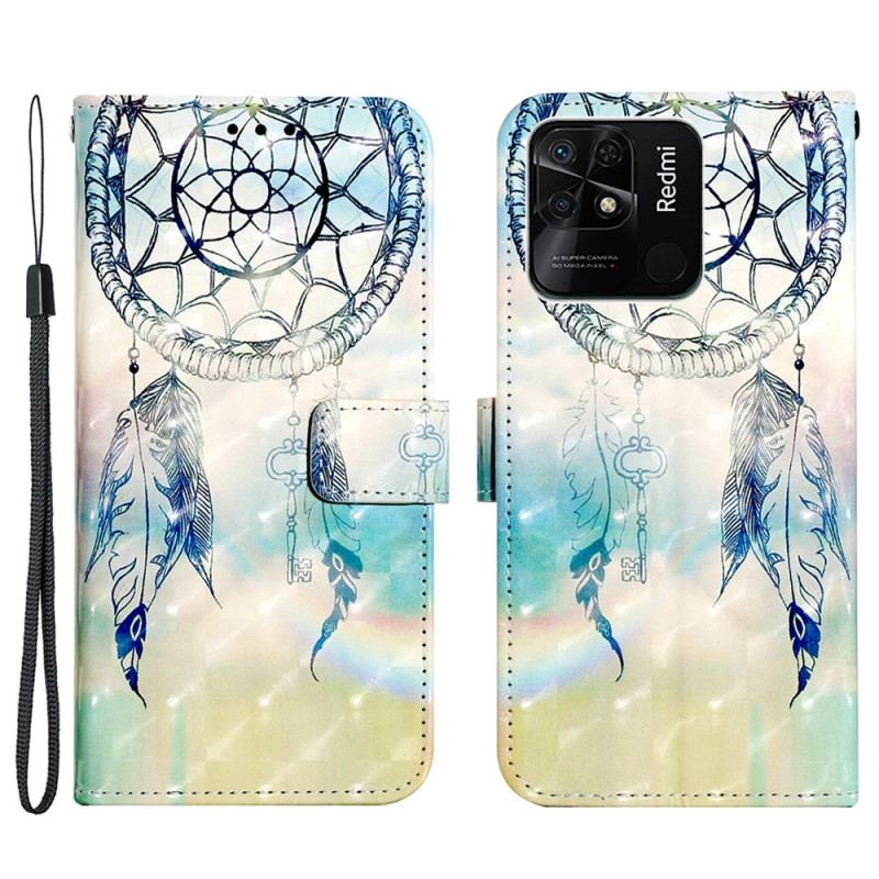 Flip Cover Xiaomi Redmi 10C Med Snor Strap Dream Catcher