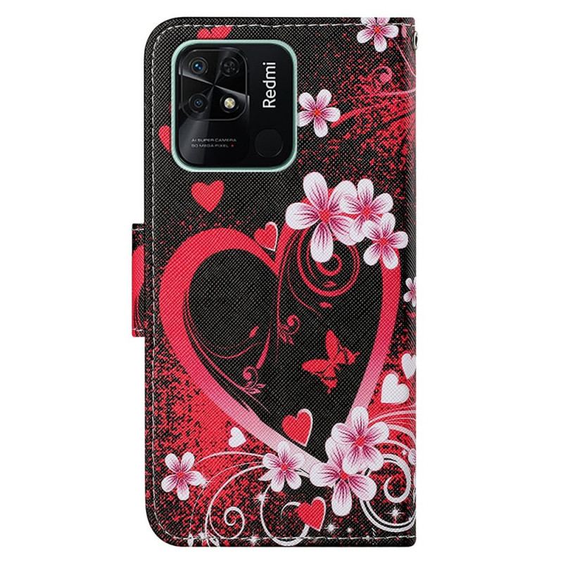 Flip Cover Xiaomi Redmi 10C Med Snor Strappy Heart