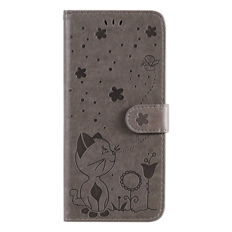 Flip Cover Xiaomi Redmi 10C Med Snor Strappy Kat Og Bier