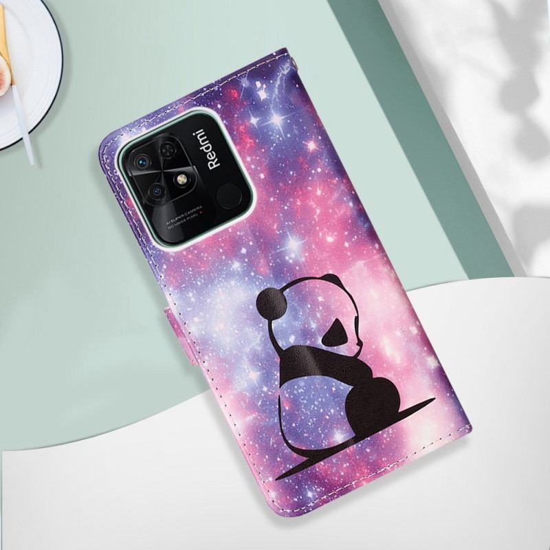 Flip Cover Xiaomi Redmi 10C Med Snor Strappy Space Panda