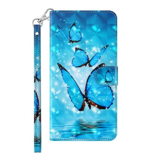 Flip Cover Xiaomi Redmi 10C Med Snor Thong Sommerfugle