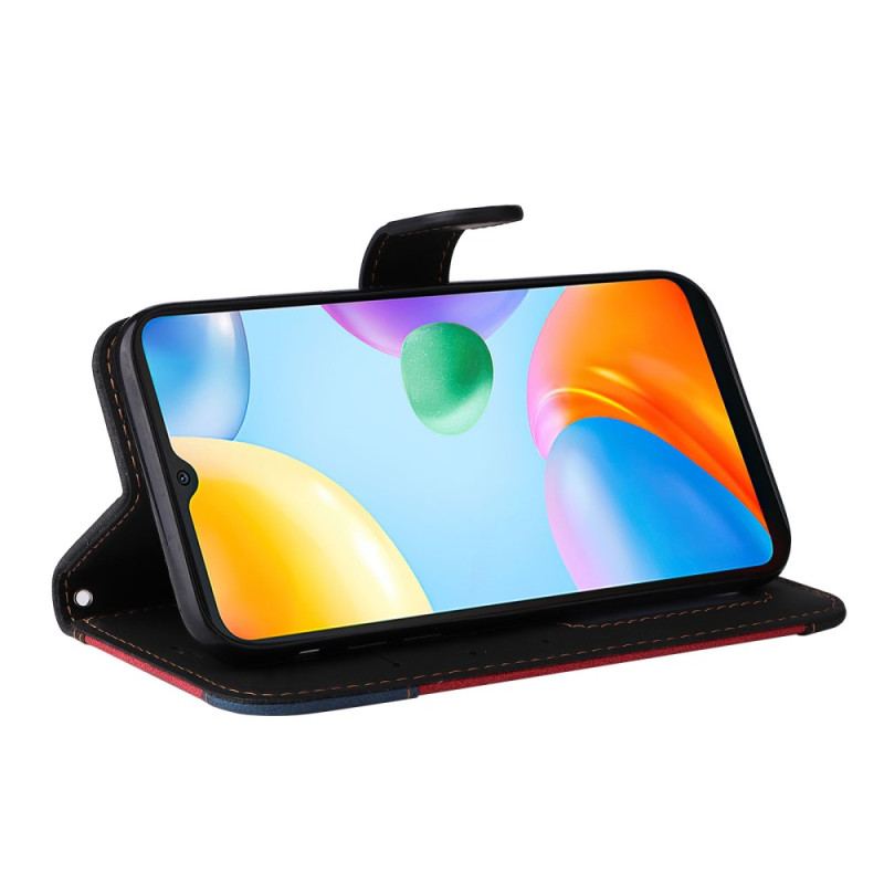 Flip Cover Xiaomi Redmi 10C Med Snor Trefarvet Rem