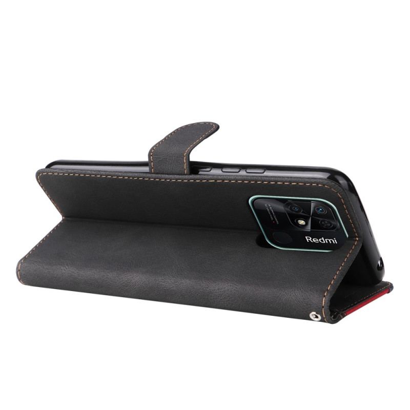Flip Cover Xiaomi Redmi 10C Med Snor Trefarvet Rem