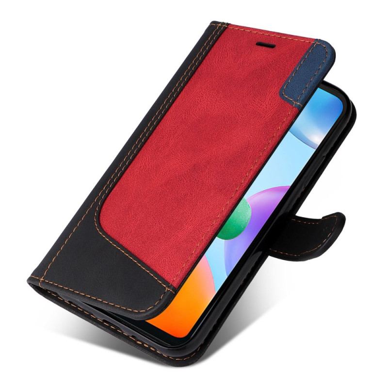 Flip Cover Xiaomi Redmi 10C Med Snor Trefarvet Rem
