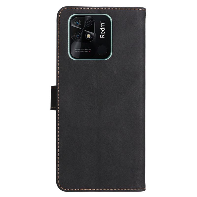 Flip Cover Xiaomi Redmi 10C Med Snor Trefarvet Rem