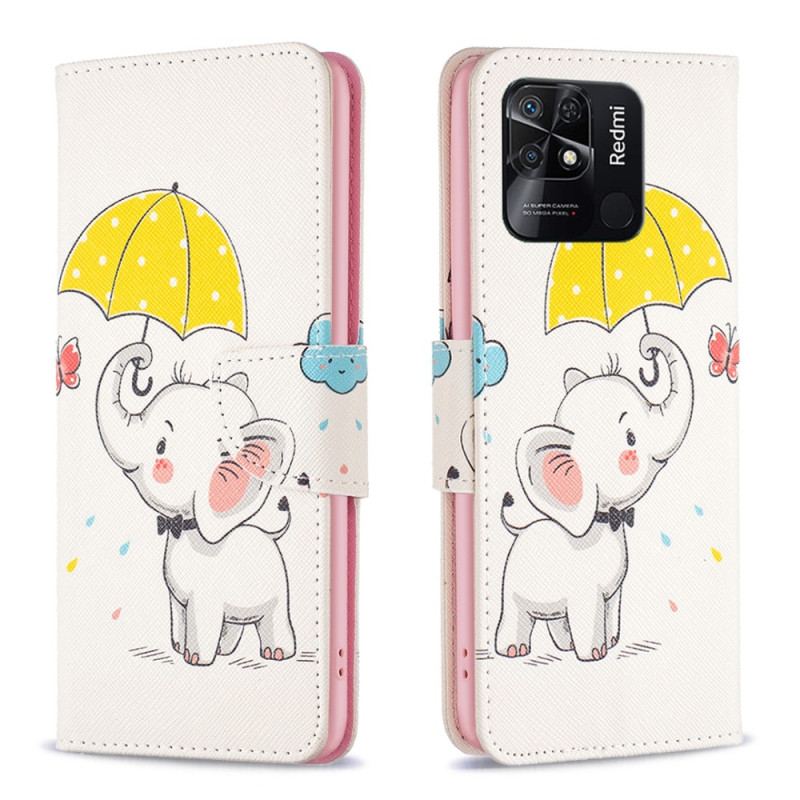 Læder Cover Xiaomi Redmi 10C Elefant Paraply