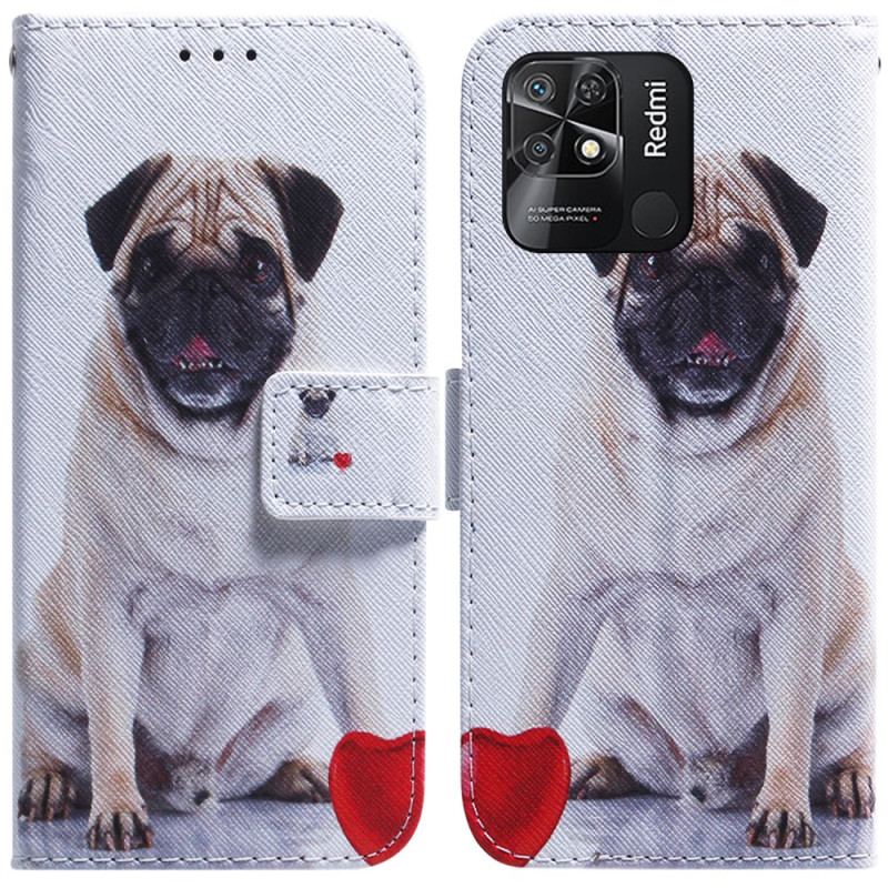 Læder Cover Xiaomi Redmi 10C Mops Hund