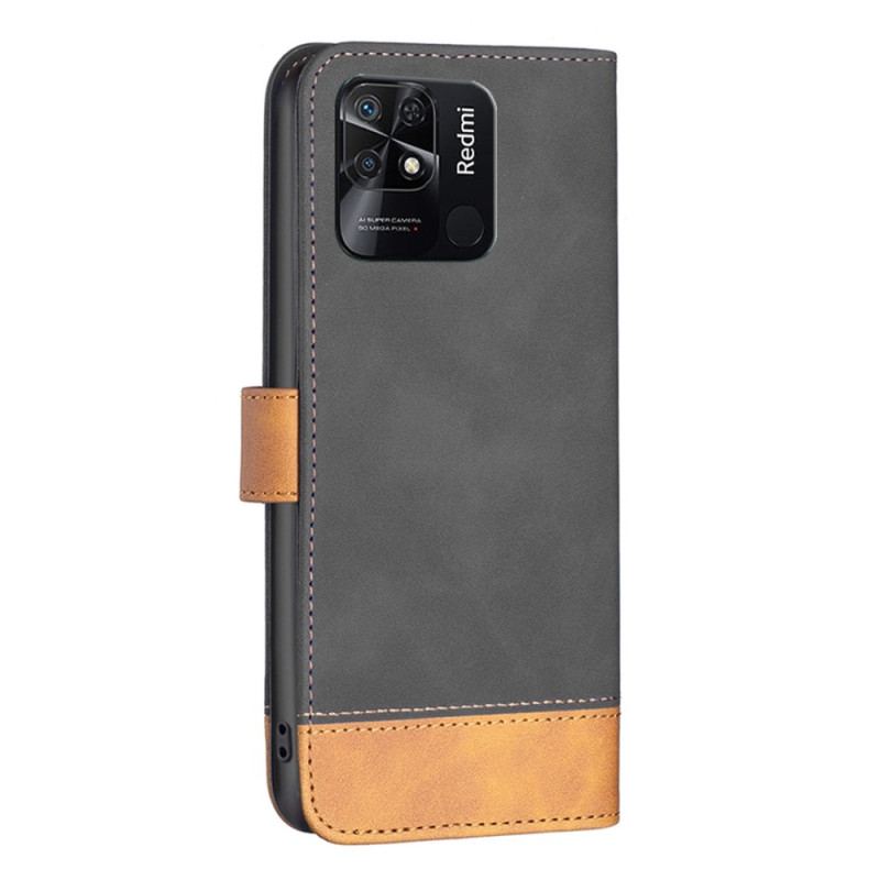 Læder Cover Xiaomi Redmi 10C Tofarvet Imiteret Læder Binfen Farve